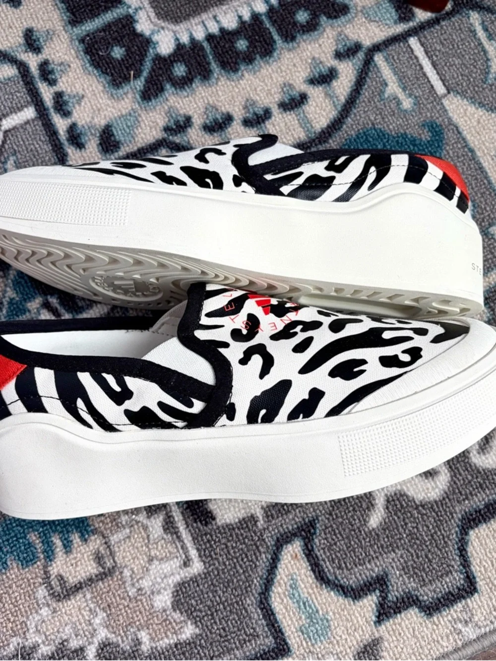 Adidas Stella McCartney Court Animal Print Slip On Shoes Women 10.5 Platform NWT - Picture 8 of 16